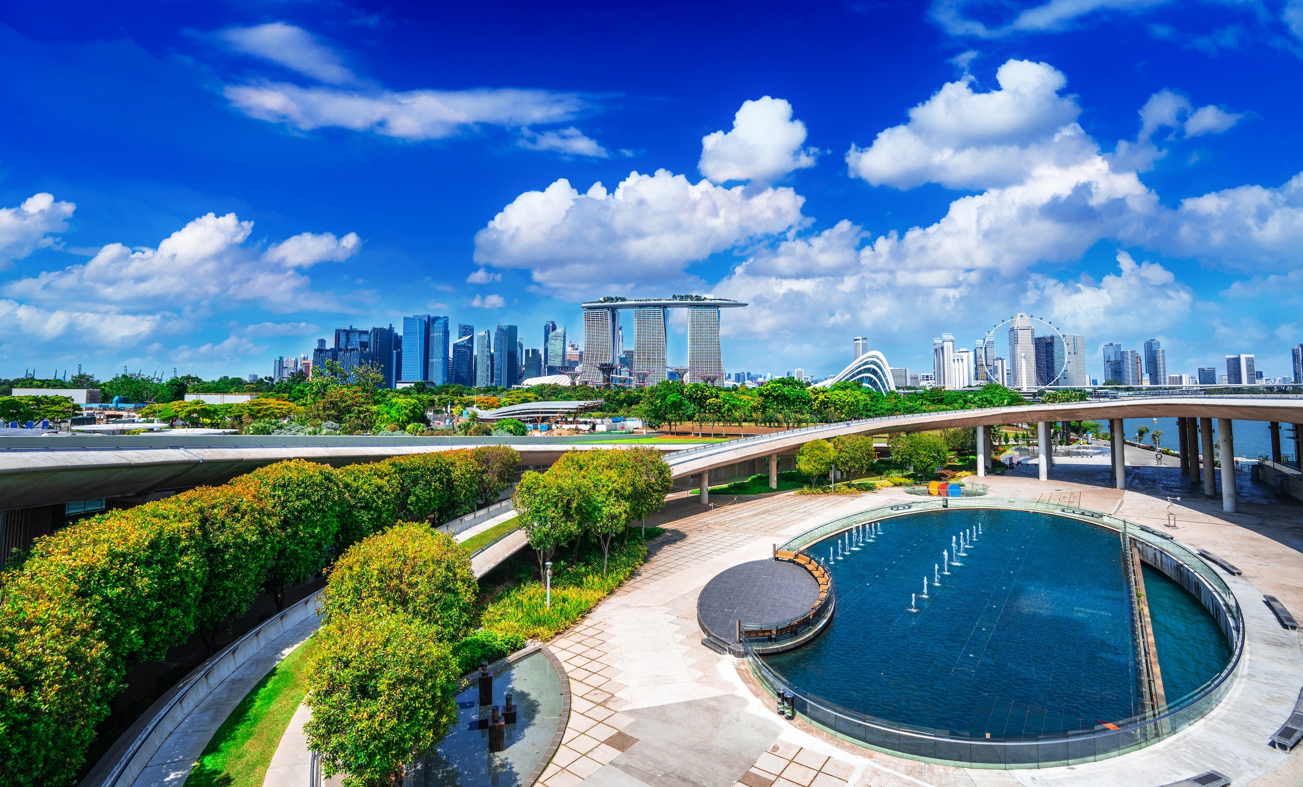 Cityscape view of Singapore from Marina barrage park Singapore