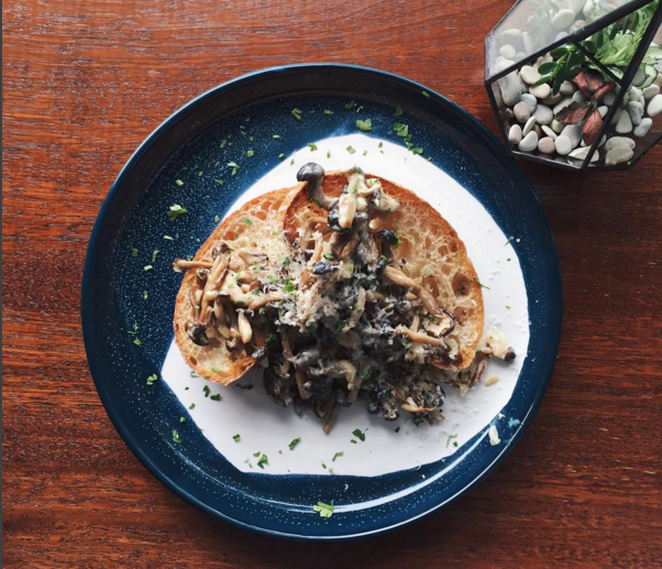 Creamy mushroom on sourdough toast