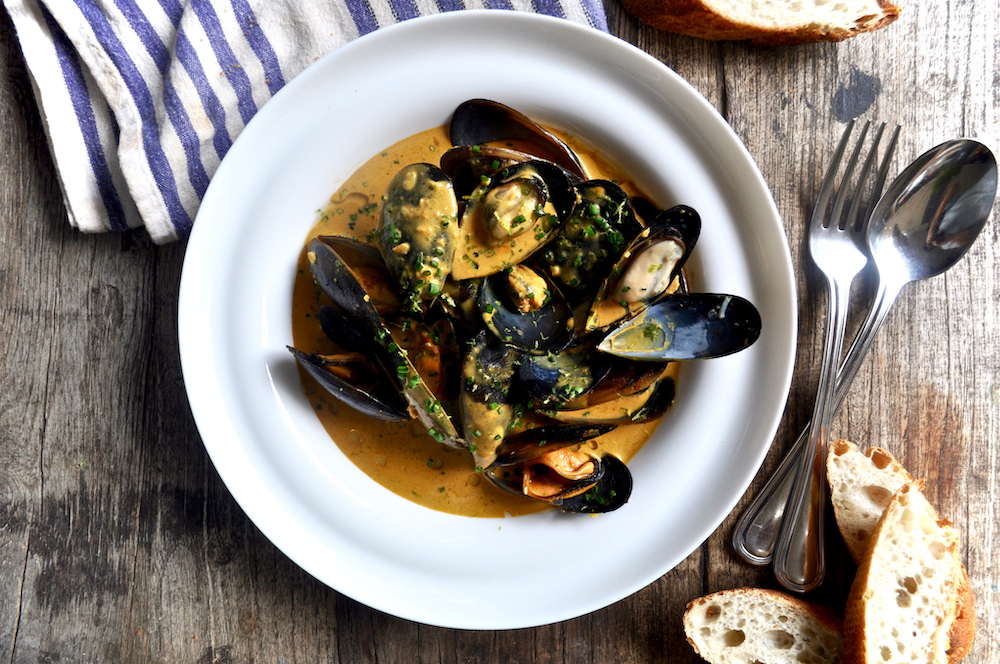 Curried mussels