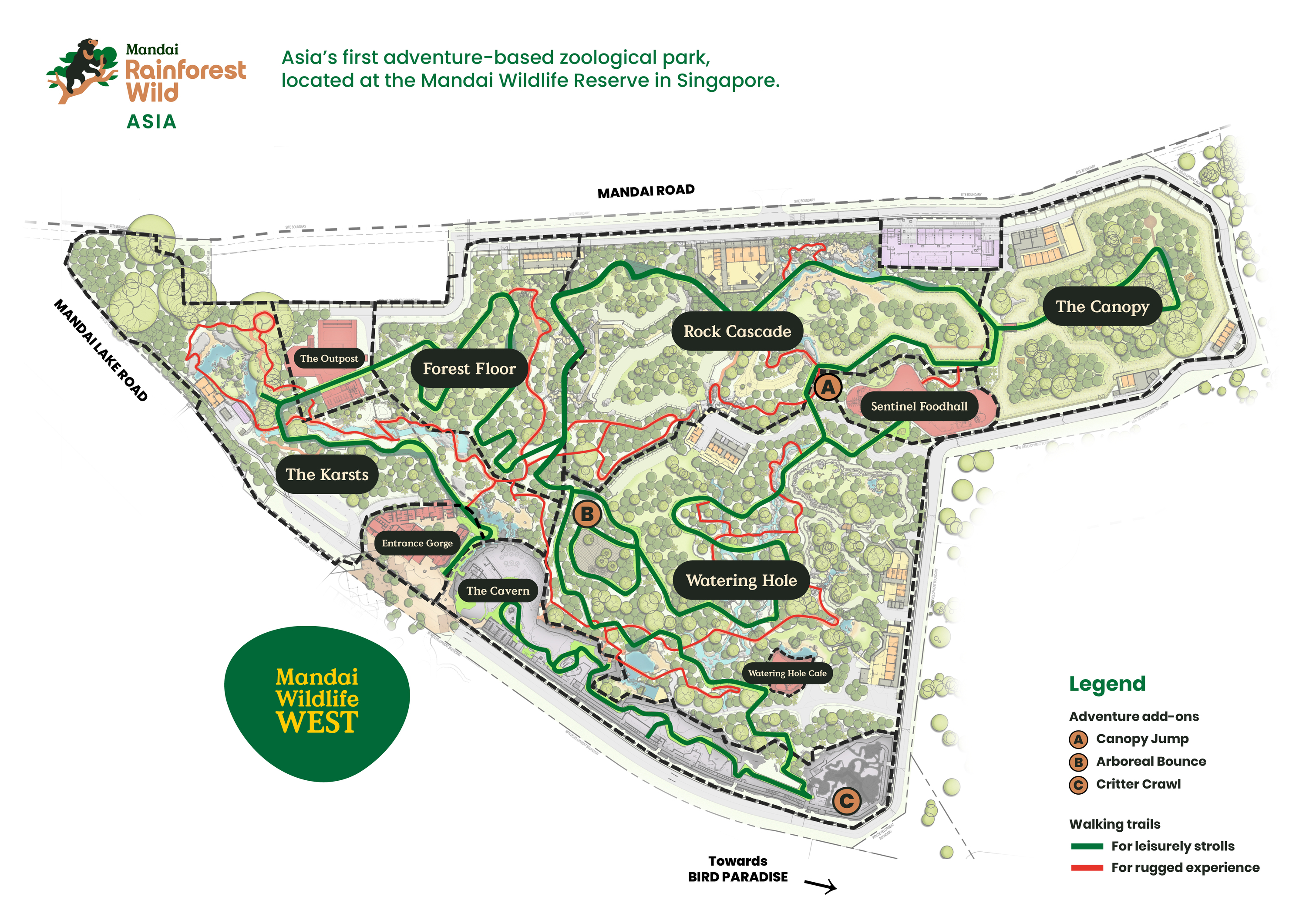 Map of Rainforest Wild Asia and its 10 zones