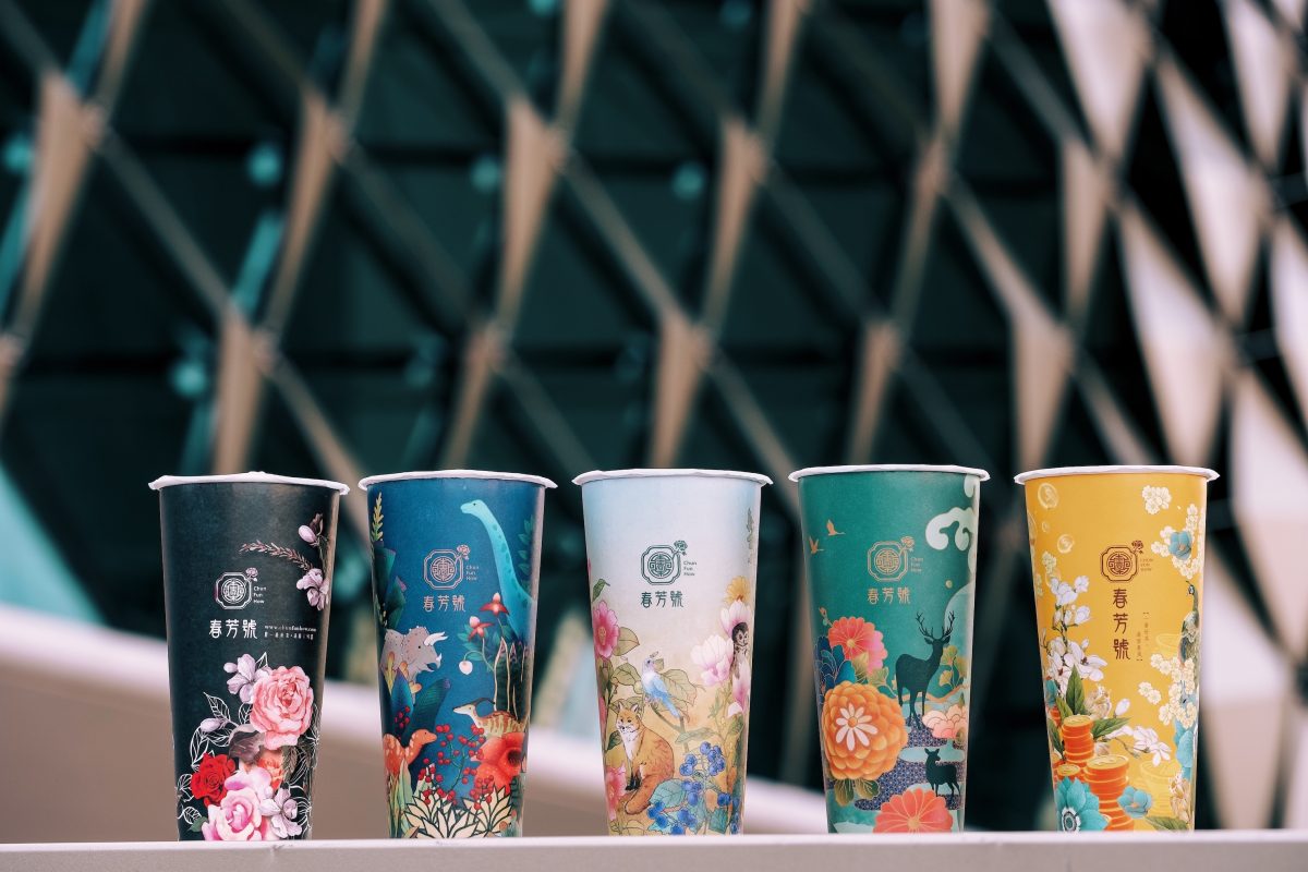 Cups of Chun Fun How against Esplanade roof