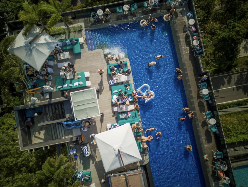 Aerial view of The Outpost Hotel sentosa pool