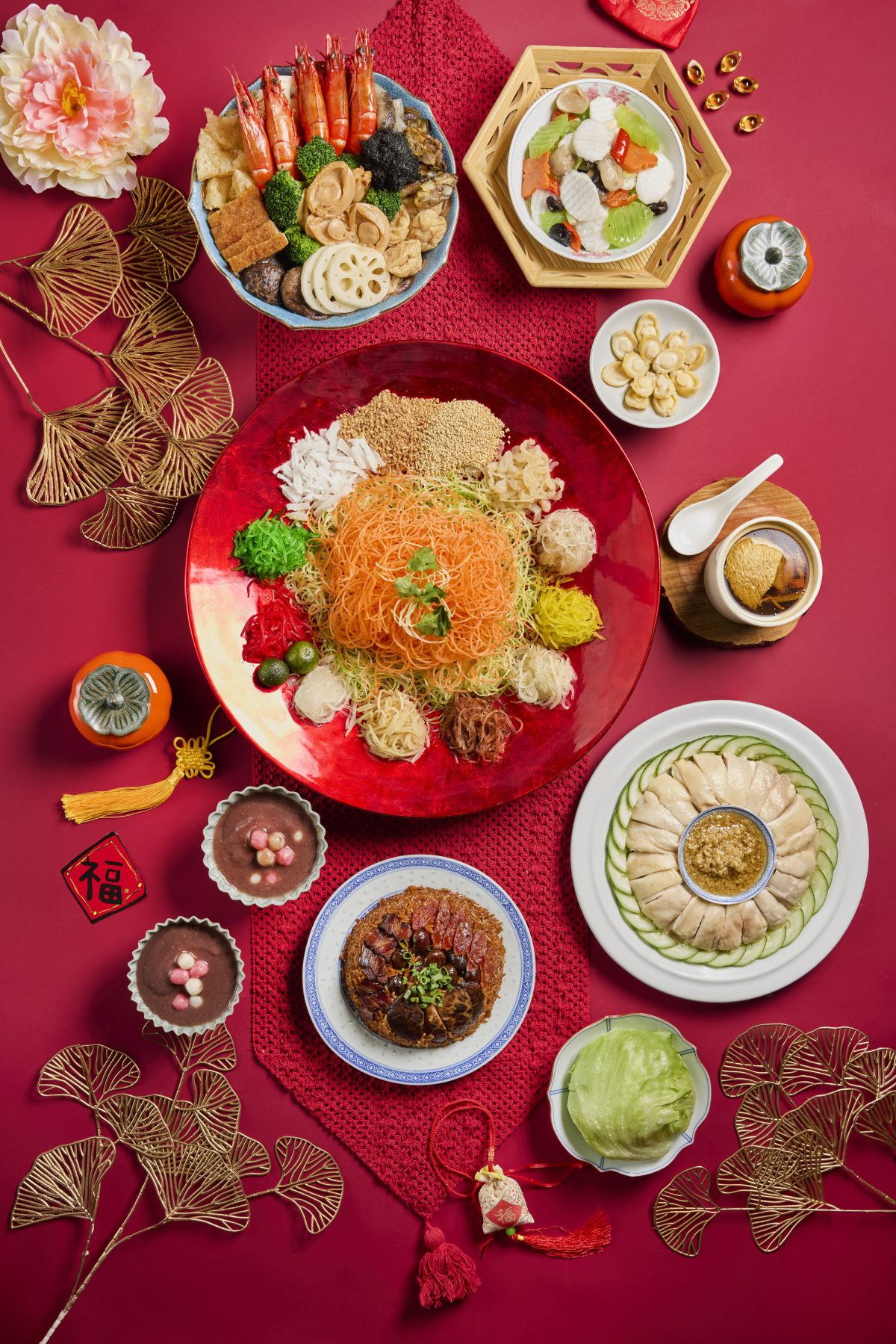 Soup Restaurant Chinese New Year spread Singapore, with Samsui ginger chicken, lo hei, treasure pot and traditional steamed rice